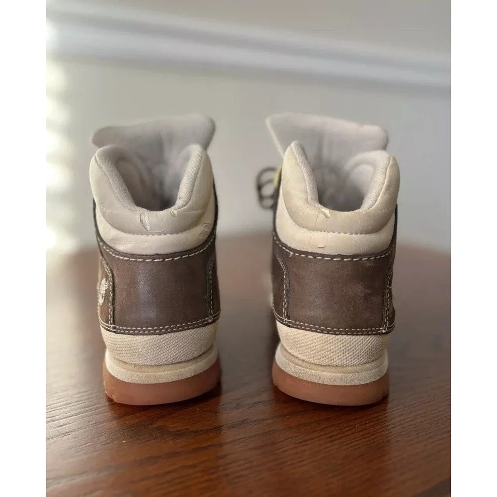 Timberland Euro Dub Boots Size 4M Brown Cream Nubuck Leather Shoes